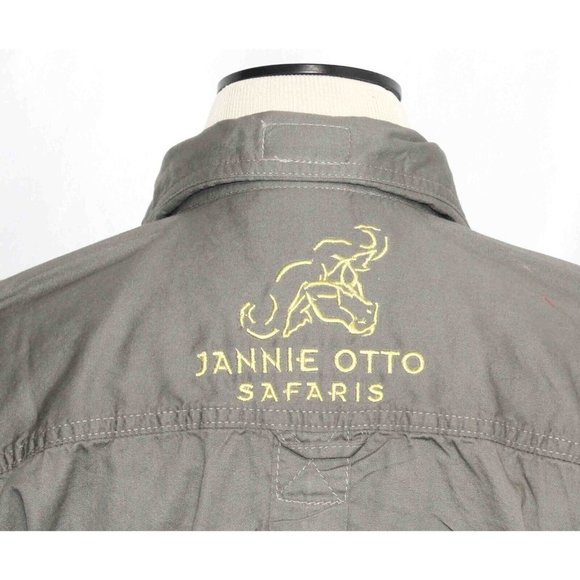 Jannie Otto Safaris Africa Button Embroidered Olive Vented‎ Shirt Womens Size Sm - Picture 5 of 6